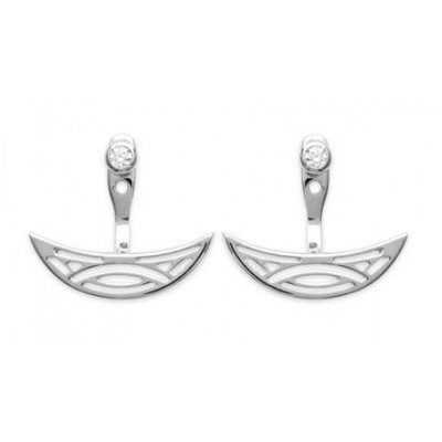 Lobes d'oreille femme en argent rhodié et zircon - Cyclades - Lyn&Or Bijoux