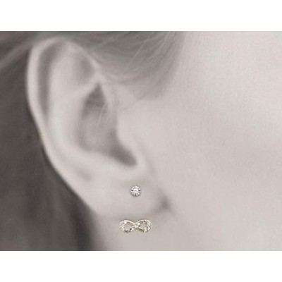 Boucles, lobes d'oreille plaqué or et zircon pour femme, Infini - Lyn&Or Bijoux