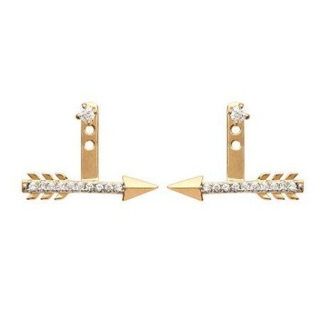Lobes d'oreille plaqué or et zircon pour femme - Flèche - Lyn&Or Bijoux