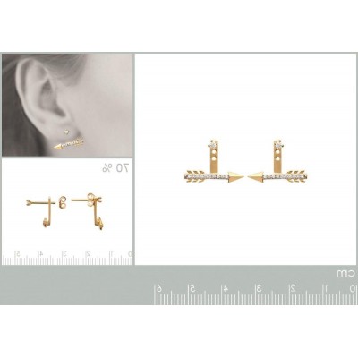 Lobes d'oreille plaqué or et zircon pour femme, Flèche - Lyn&Or Bijoux