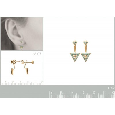 Lobes d'oreille triangle, en plaqué or et turquoise pour femme, Léna - Lyn&Or Bijoux