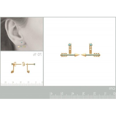 Lobes d'oreille plaqué or et turquoise synthétique pour femme, Flèche - Lyn&Or Bijoux