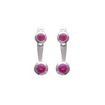 Lobes d'oreille en argent rhodié et zircon rose - Sollina - Lyn&Or Bijoux