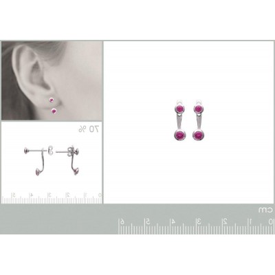 Lobes d'oreille en argent rhodié et zircon rose pour femme, Sollina - Lyn&Or Bijoux