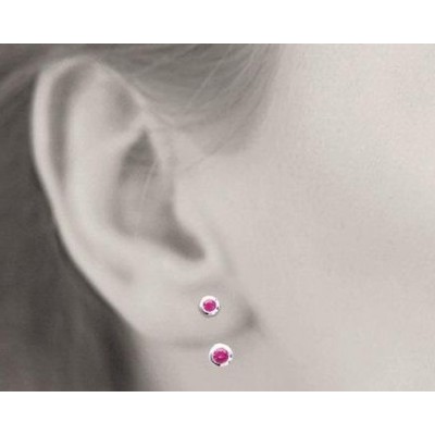 Boucles, lobes d'oreille en argent rhodié et zircon rose pour femme, Sollina - Lyn&Or Bijoux