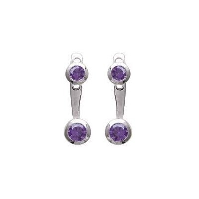 Lobes d'oreille femme en argent rhodié & zircon violet - Sollina - Lyn&Or Bijoux