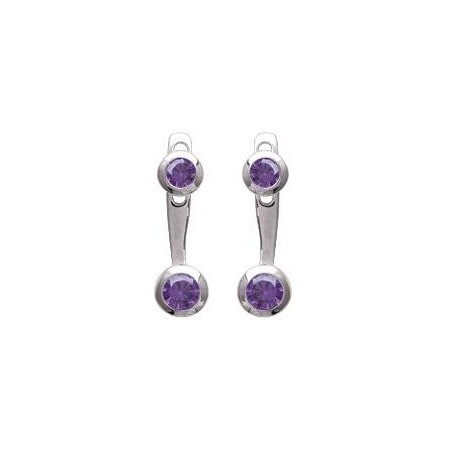 Lobes d'oreille femme en argent rhodié & zircon violet - Sollina - Lyn&Or Bijoux