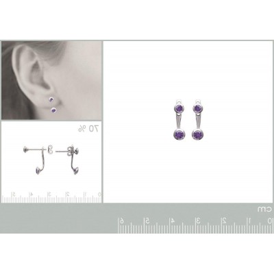 Lobes d'oreille en argent rhodié et zircon violet pour femme, Sollina - Lyn&Or Bijoux