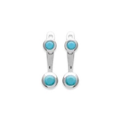 Lobes d'oreille en argent rhodié et pierre turquoise pour femme - Sollina - Lyn&Or Bijoux
