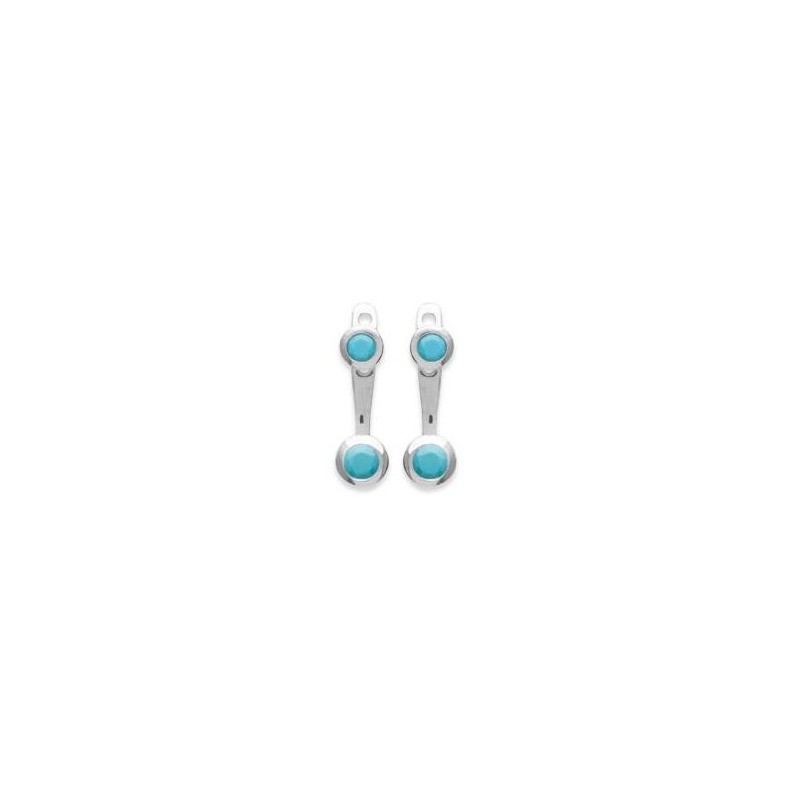 Boucles d'oreilles tendance pour femme en argent rhodié et pierre turquoise, Sollina Boucles d'oreilles tendance pour femme en argent rhodié et pierre turquoise, Sollina