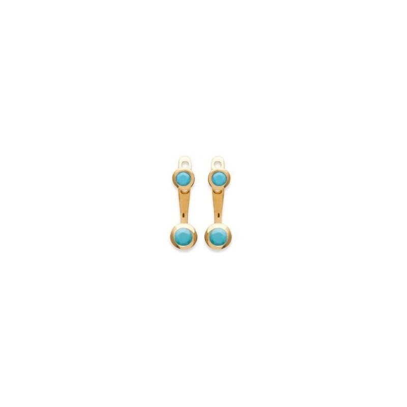 Lobes d'oreille plaqué or turquoise synthétique - Sollina - Lyn&Or Bijoux