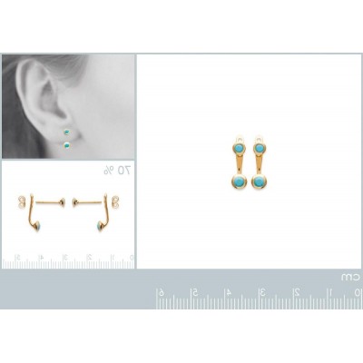 Lobes d'oreille plaqué or turquoise synthétique pour femme, Sollina - Lyn&Or Bijoux