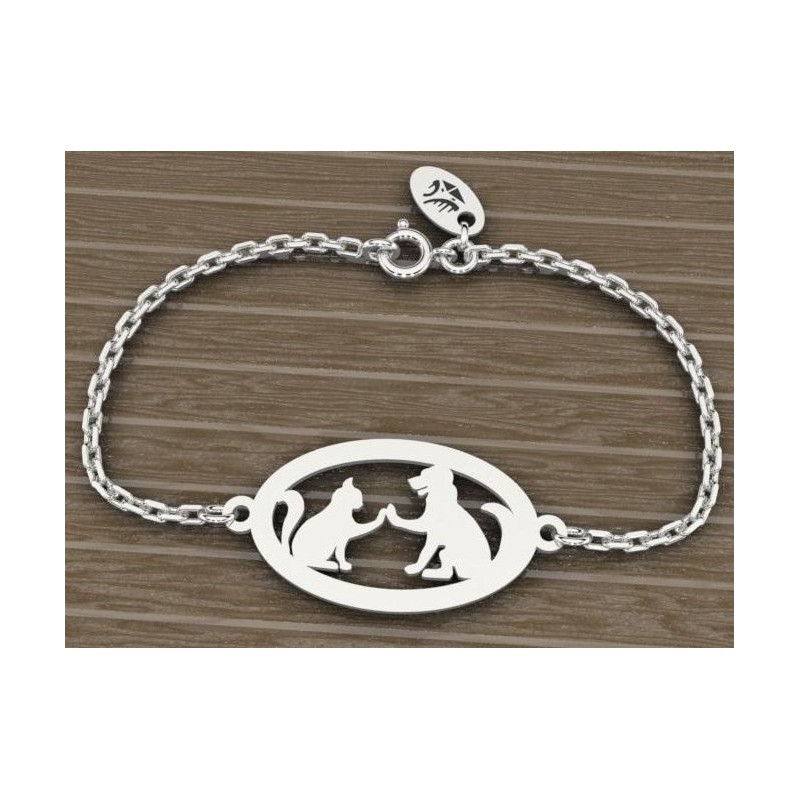 Bracelet argent pour Femme - Chien et Chat - Lyn&Or Bijoux