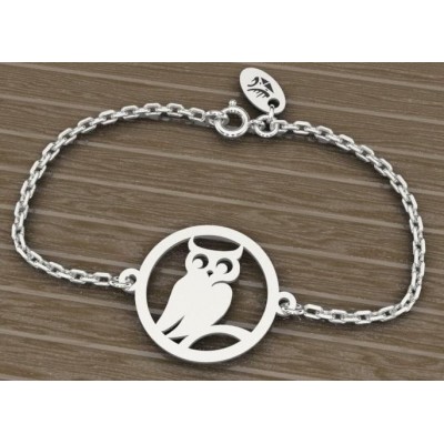 Bracelet créateur pour femme en argent rhodié - Hibou - Lyn&Or Bijoux