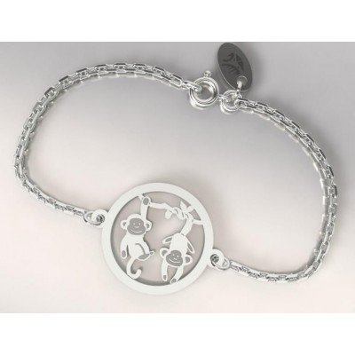 Bracelet femme en argent, Singe par CabaneTchanque - Lyn&Or Bijoux