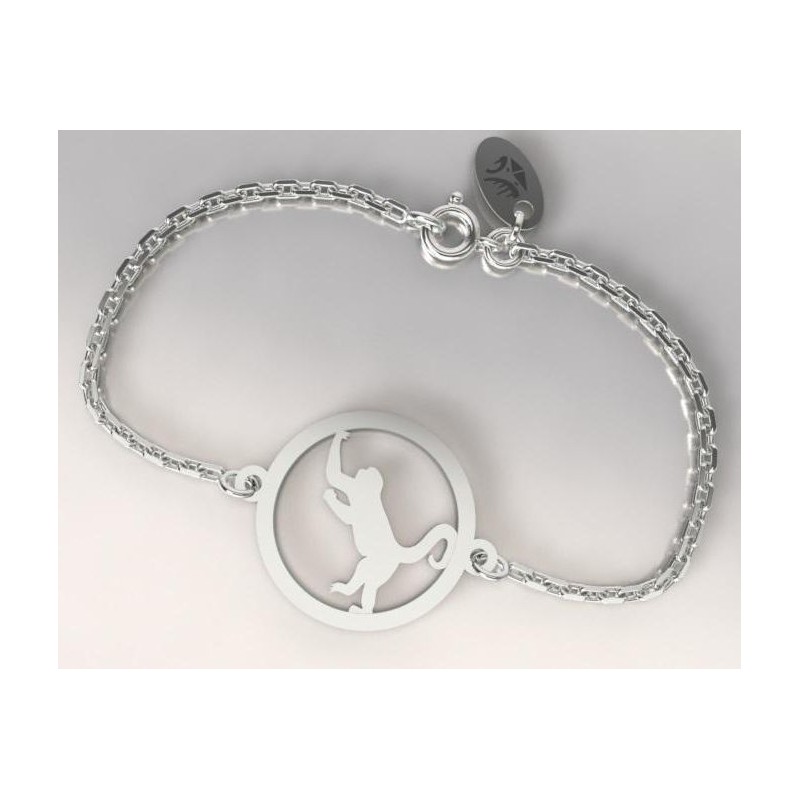 Bracelet cordon et mousqueton rond Argent 925