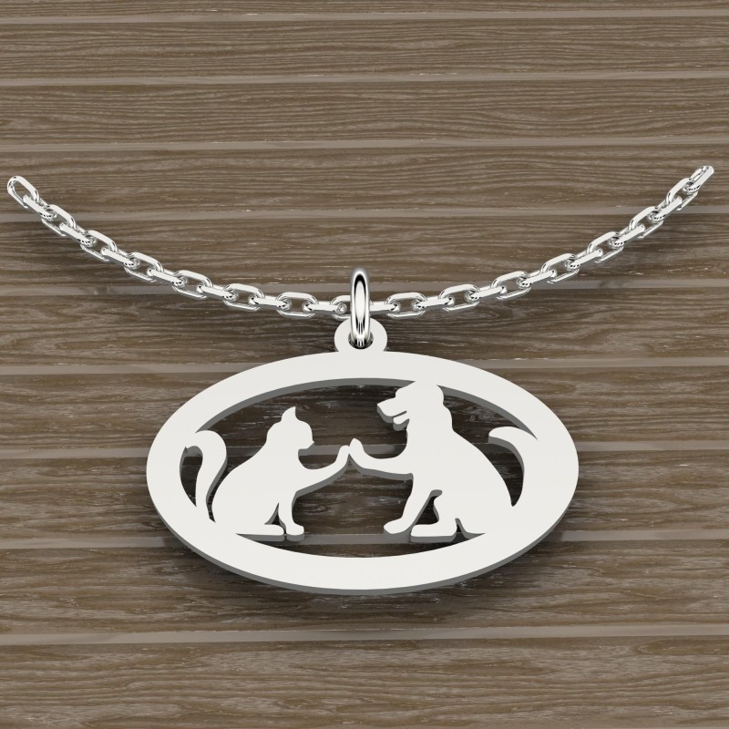 Collier et pendentif argent pour Femme - Chien et Chat - Lyn&Or Bijoux