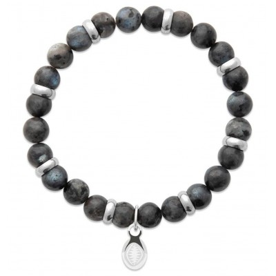 Bracelet pour homme Labradorite et acier - Shark'n Stones Gris - Lyn&Or Bijoux