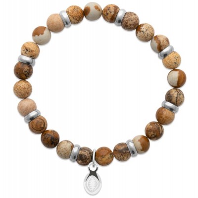 Bracelet pour homme Jaspe et acier - Shark'n Stones Marron - Lyn&Or Bijoux