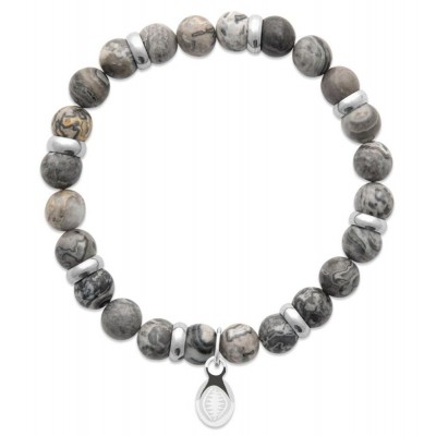 Bracelet pour homme Jaspe et acier - Shark'n Stones Gris - Lyn&Or Bijoux