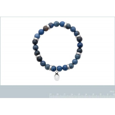 Bracelet en pierres naturelles pour homme Aventurine et acier, marque Shark'n Stones Bleu - Lyn&Or Bijoux