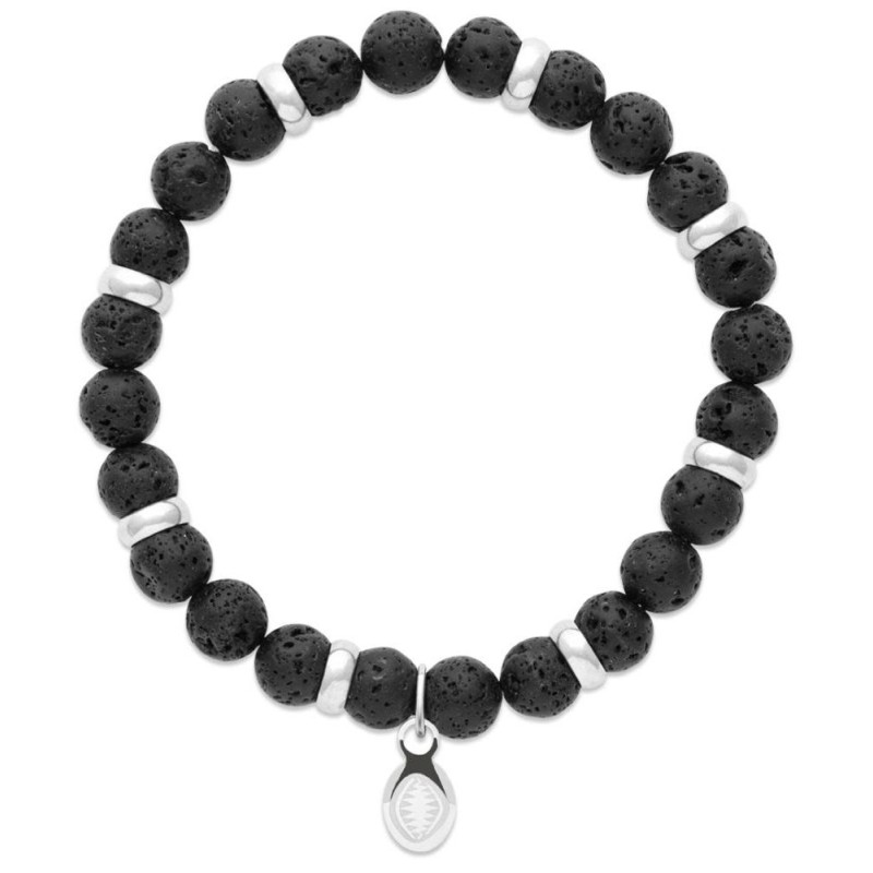 Bracelet pour homme Pierre de lave et acier - Shark'n Stones Noir - Lyn&Or Bijoux