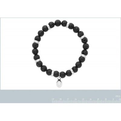 Bracelet en pierres naturelles pour homme Pierre de lave et acier, marque Shark'n Stones Noir - Lyn&Or Bijoux