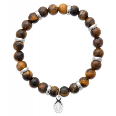 Bracelet pour homme oeil de Tigre et acier - Shark'n Stones Brun - Lyn&Or Bijoux