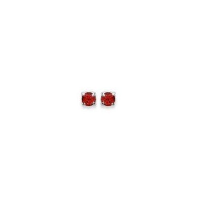 Boucles d'oreille puces en argent et cristal de Swarovski rouge 2 mm - Lyn&Or Bijoux