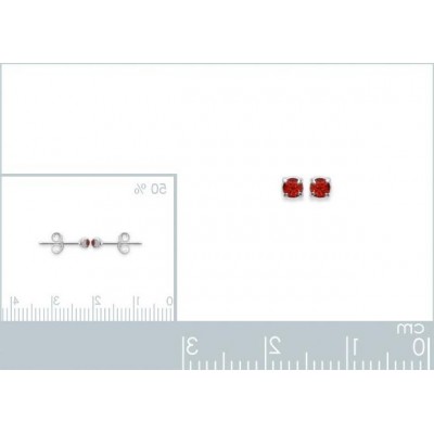 Boucles d'oreille puces en argent et cristal 2 mm, Couleur rouge - Lyn&Or Bijoux