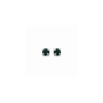 Boucles d'oreille puces en argent et cristal de Swarovski vert foncé 2 mm - Lyn&Or Bijoux