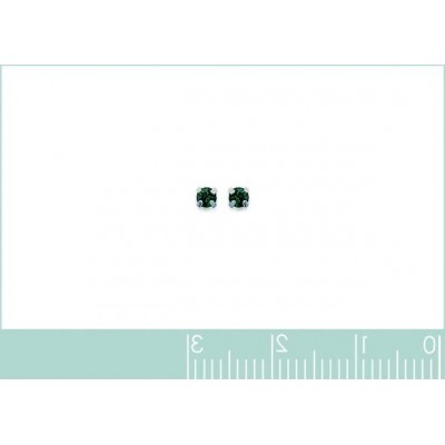 Boucles d'oreille puces en argent et cristal 2 mm, Couleur vert foncé - Lyn&Or Bijoux