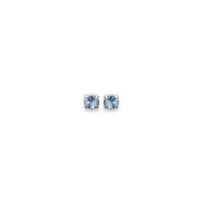 Boucles d'oreille puces en argent et cristal de Swarovski bleu ciel 2 mm - Lyn&Or Bijoux