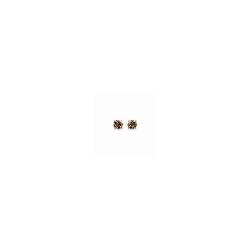 Boucles d'oreille puces en argent et cristal doré 2 mm - Lyn&Or Bijoux