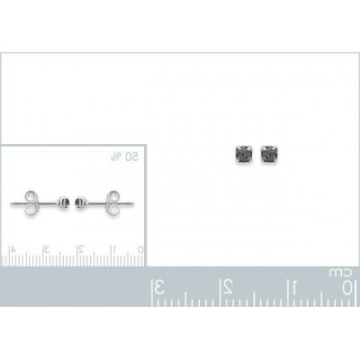 Boucles d'oreille puces en argent et cristal de Swarovski gris 2 mm - Lyn&Or Bijoux