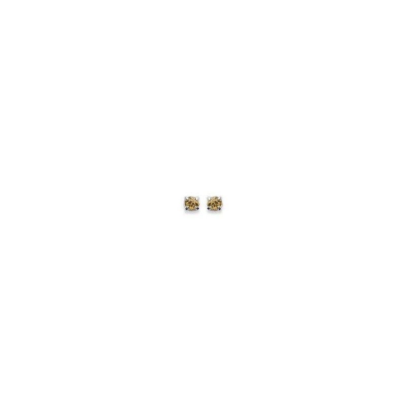 boucles d'oreilles puces en argent et cristal 2 mm, Couleur jaune - Lyn&Or Bijoux