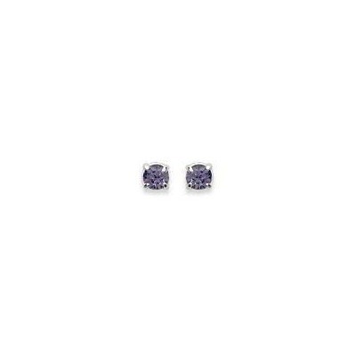 boucles d'oreilles puces en argent et cristal 2 mm, Couleur violet foncé - Lyn&Or Bijoux
