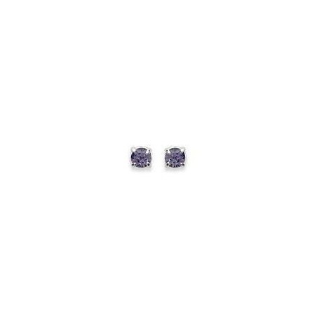 Boucles d'oreille puces en argent et cristal 2 mm, Couleur violet foncé - Lyn&Or Bijoux