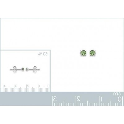 Boucles d'oreille puces en argent et cristal de Swarovski vert moyen 2 mm - Lyn&Or Bijoux