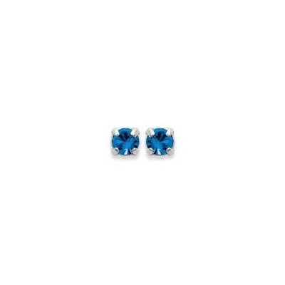 Boucles d'oreille puces en argent et cristal de Swarovski bleu azur 3 mm - Lyn&Or Bijoux