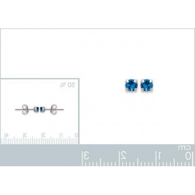 Boucles d'oreille puces en argent et cristal 3 mm, Couleur bleu - Lyn&Or Bijoux