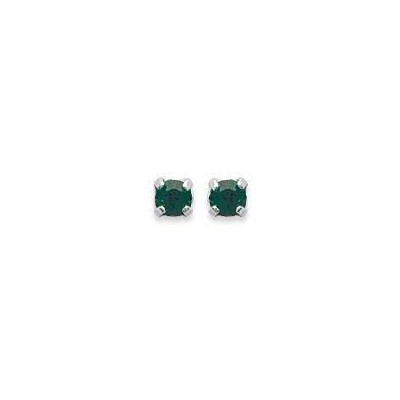 Boucles d'oreille puces en argent et cristal de Swarovski vert foncé 3 mm - Lyn&Or Bijoux