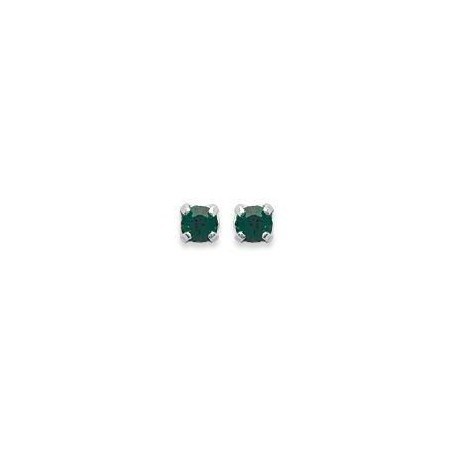boucles d'oreilles puces en argent et cristal de Swarovski vert foncé 3 mm - Lyn&Or Bijoux
