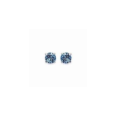 Boucles d'oreille puces en argent et cristal de Swarovski bleu clair 3 mm - Lyn&Or Bijoux