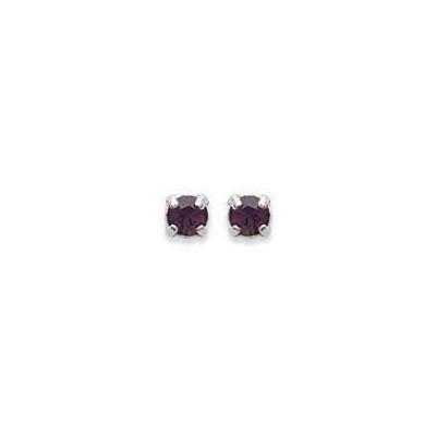 boucles d'oreilles puces en argent et cristal de Swarovski violet 3 mm - Lyn&Or Bijoux
