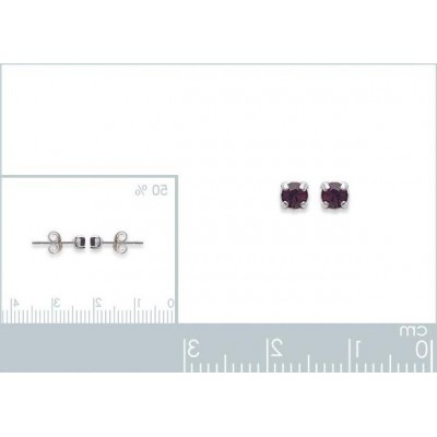 boucles d'oreilles puces en argent et cristal 3 mm, Couleur violette - Lyn&Or Bijoux