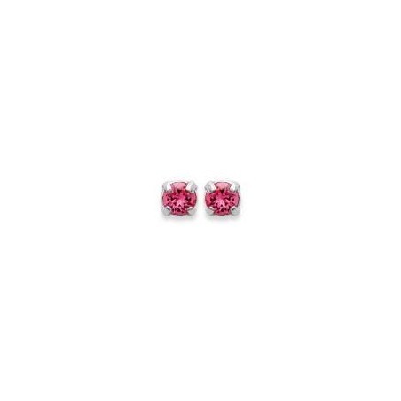 Boucles d'oreille puces en argent et cristal de Swarovski rose 3 mm - Lyn&Or Bijoux