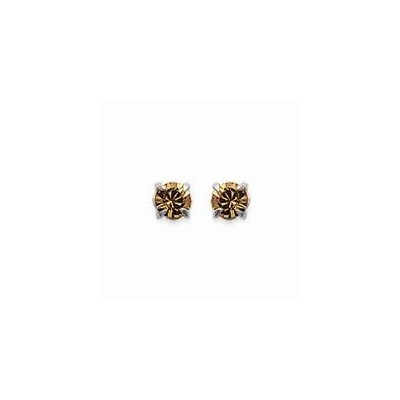 boucles d'oreilles puces en argent et cristal de Swarovski orange 3 mm - Lyn&Or Bijoux