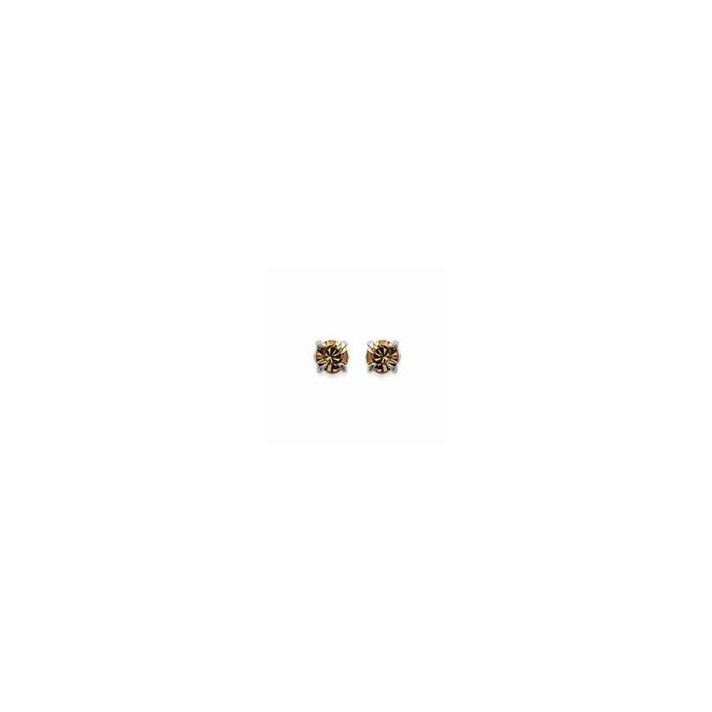 boucles d'oreilles puces en argent et cristal de Swarovski orange 3 mm - Lyn&Or Bijoux