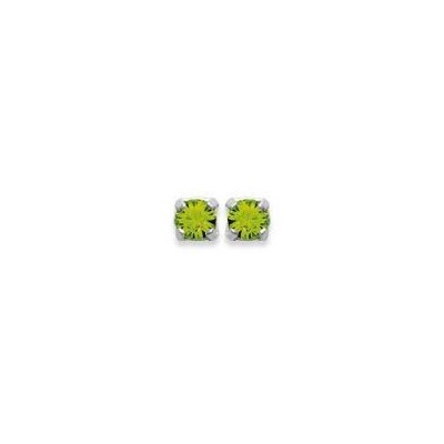 Boucles d'oreille puces en argent et cristal de Swarovski vert clair 3 mm - Lyn&Or Bijoux